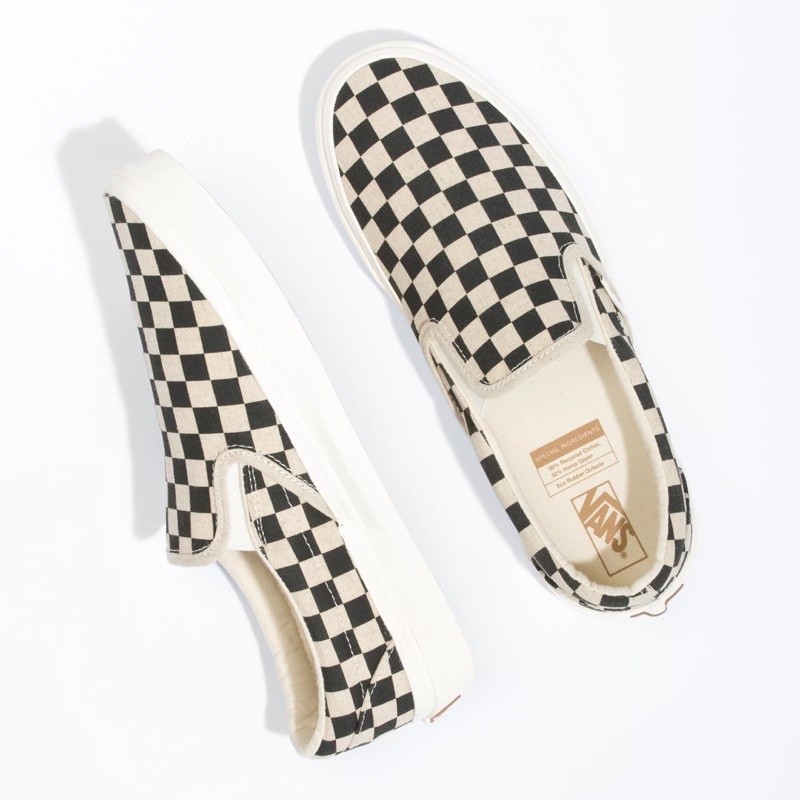 ♞VANS SLIP ON ECO THEORY CHECKERBOARD SNEAKERS สินค้ามีประกันแท้ QWS