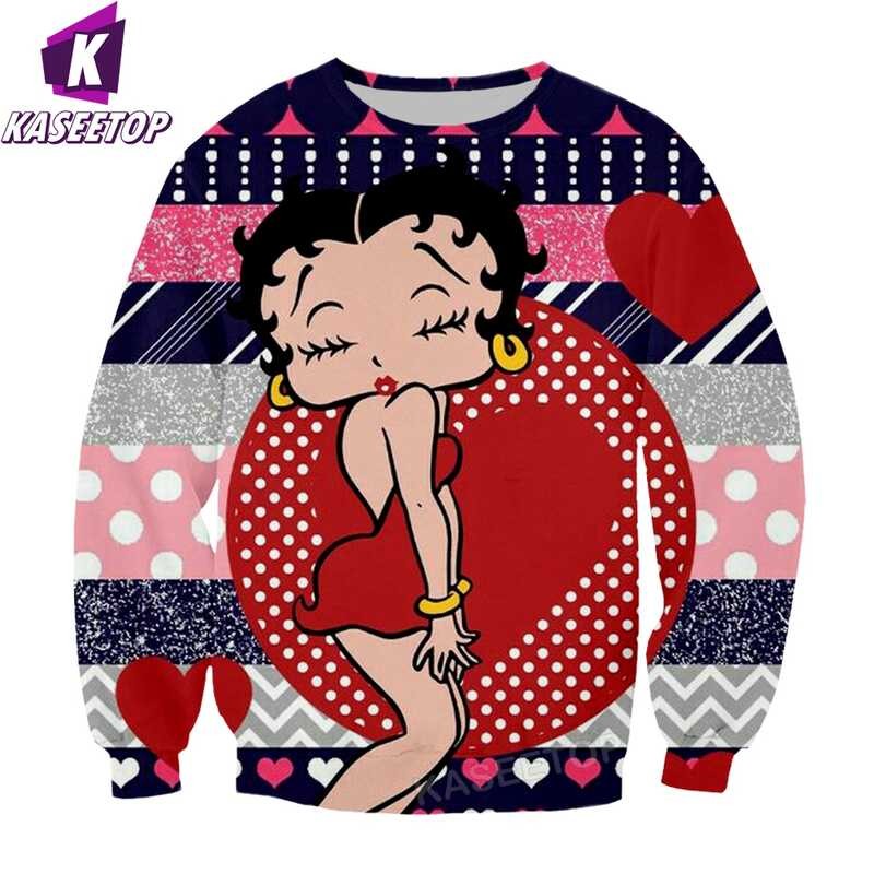 ผู้ชายการ์ตูนผู้หญิงเสื้อกันหนาว 1F9 Betty Boop S น่ารัก