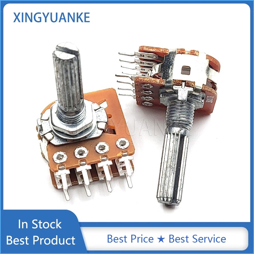 1 ชิ้น/ล็อต WH148 ประเภทเครื่องขยายเสียง Potentiometer คู่ 8-Pin TB503X2 TB104X2 B50K B100K Step ดอกไม้เพลาความยาว 25 มม.
