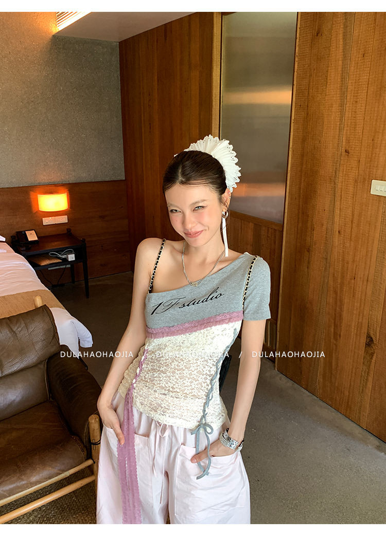 Shanmieleng ฤดูร้อน เสื้อยืดสายเดียวสำหรับผู้หญิง ออกแบบเพื่อลุคทันสมัยและบางเบา