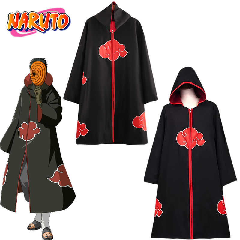 Anime Naruto Cosplay Costume Akatsuki Cloak Uchiha Itachi Cape Cloak Anime Deidara Black Cape S-Xxl
