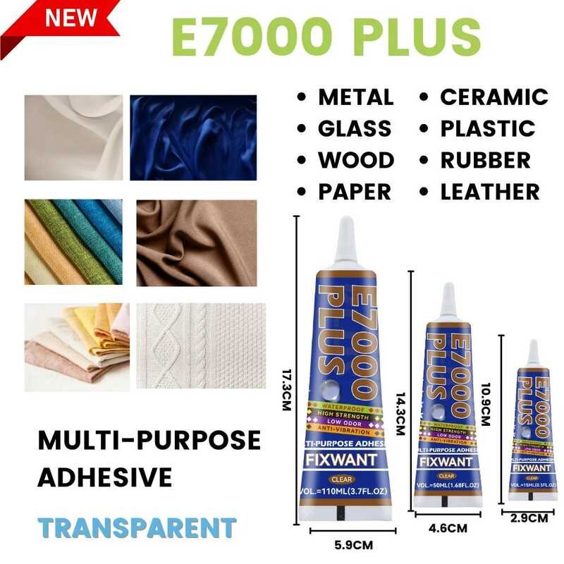 PLUS E7000 กาวอเนกประสงค์ที่แข็งแกร่ง E-7000 อัปเกรดสำหรับผ้า หนัง โลหะ พลาสติก กันน้ำ ยืดหยุ่น
