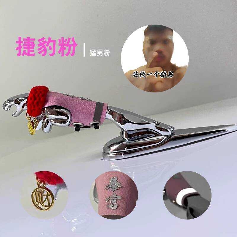 Giftmaker Jaguar รถธงสีแดง xjl xfl xe ฝาครอบหัว Jaguar โลโก้รถขนสัตว์เสื้อผ้าตกแต่งตลก