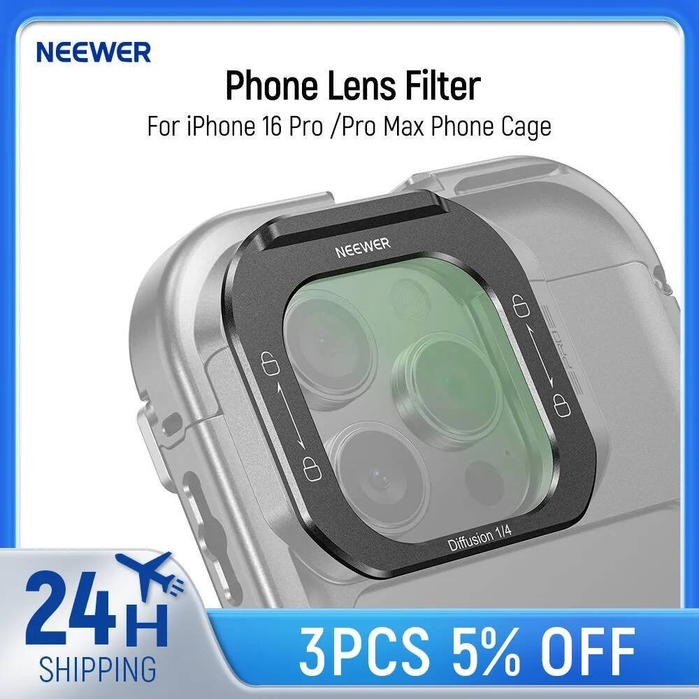 NEEWER 1/4 Black Diffusion /ND8/ND16/ND84 เลนส์โทรศัพท์กรอง, Quick Release Mist Filter สําหรับ iPhon
