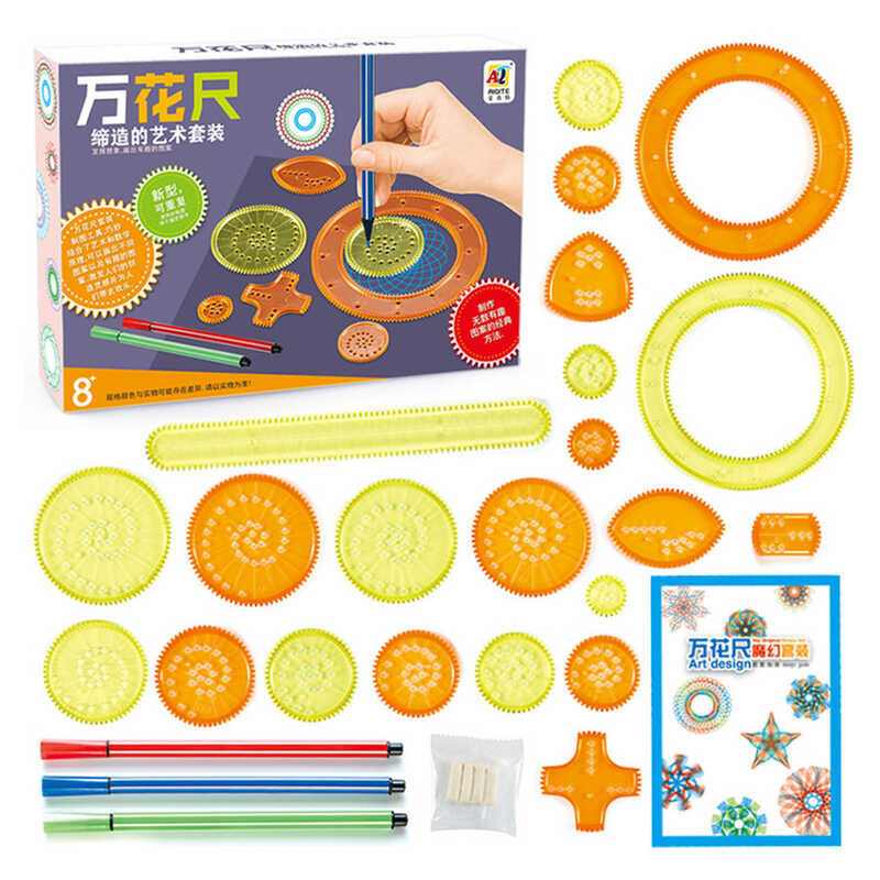 Montessori ของเล่น 27Pcs Drawing Toy Set พร้อมปากกาเกียร์ Spiral Design จ