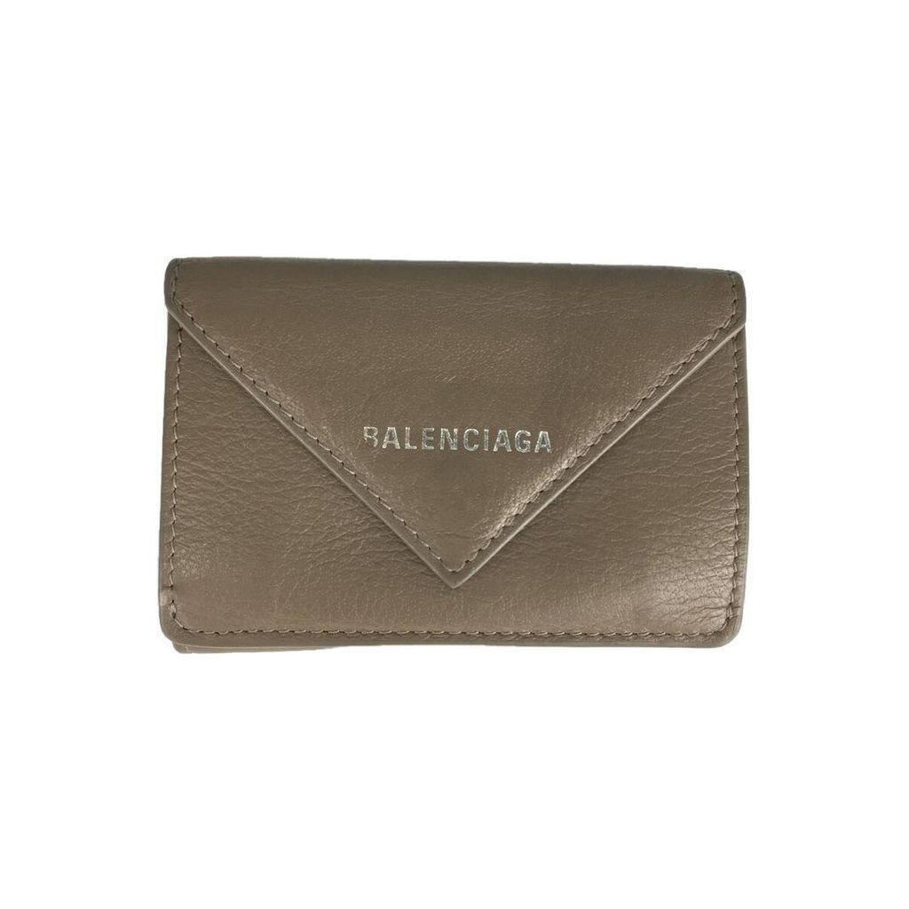 Balenciaga Bi-fold Wallet Papier Mini Leather สีน้ําตาล ส่งตรงจากญี่ปุ่น มือสอง
