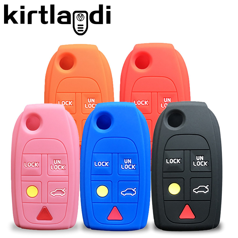 5 ปุ่มรีโมทพลิกพับสําหรับ Volvo XC70 XC90 V50 V70 S60 S80 C30 ซิลิโคน Fob รถ Key Case ผู้ถือป้องกัน