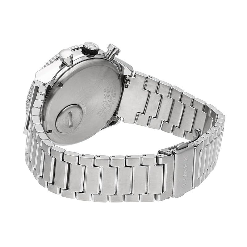 Timex Q GMT Chronograph White Dial Stainless Steel Quartz 40MM Watch TW2V69900 Men's Silver Paralle