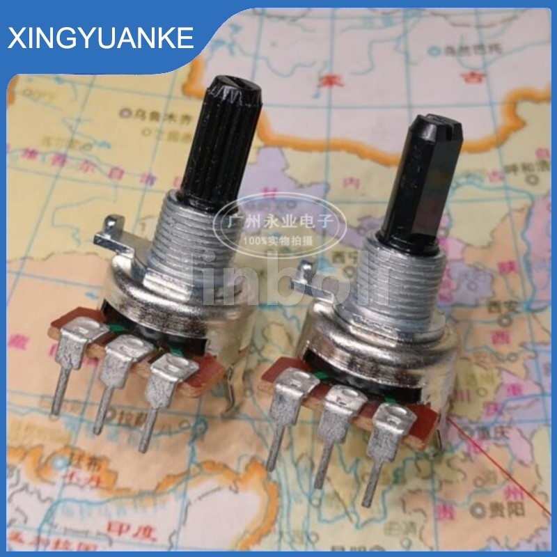 2pcs 161 ประเภทแนวตั้งปริมาณ Potentiometer 3Pins B1K B5K B10K B20K B50K B100K ปรับความต้านทานเพลาความยาว 20 มม.