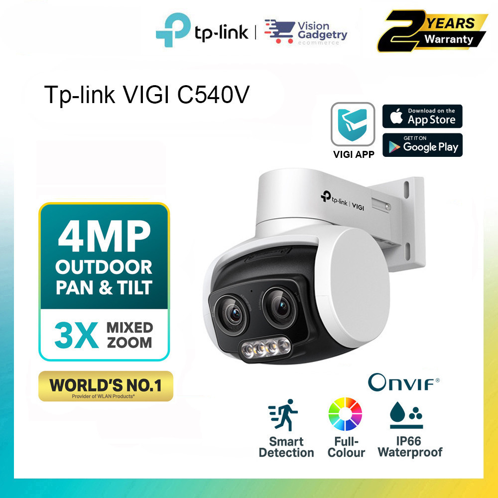 Tp-link VIGI C540V VIGI 4MP Outdoor Full-Color Dual-Lens Varifocal Pan Tilt Network Camera
