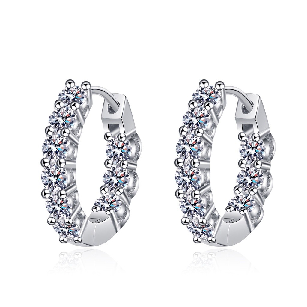moissanite diamond hoop earrings for girl ต่างหูห่วง ประดับเพชรโมอิส 1.8ct