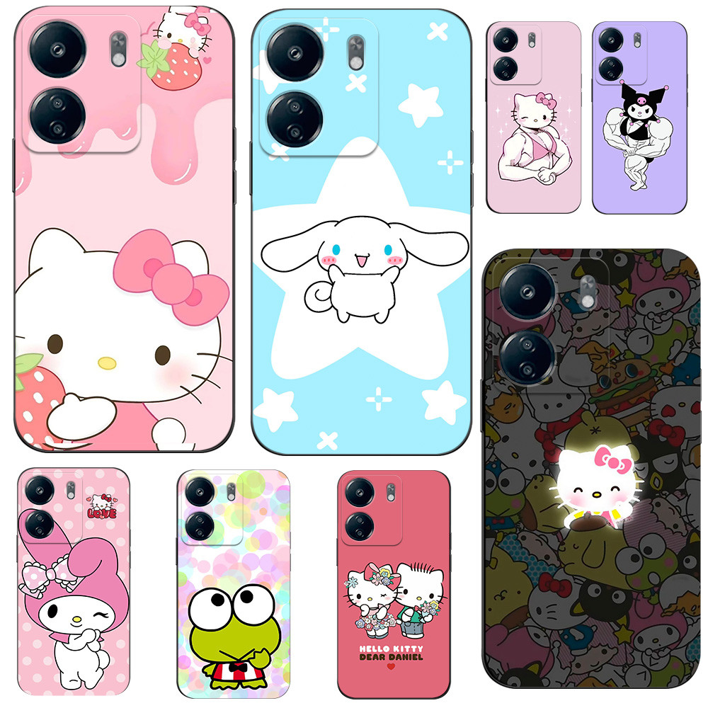เคสโทรศัพท์สําหรับ Xiaomi Redmi 13C 4G Poco C65 ความงามสําหรับอะนิเมะน่ารักสีชมพูสีดํา Hello Kitty สีม่วง Kuromi Jibbitz Crocs Cinnamoroll My Melody Pochacco @ 1007