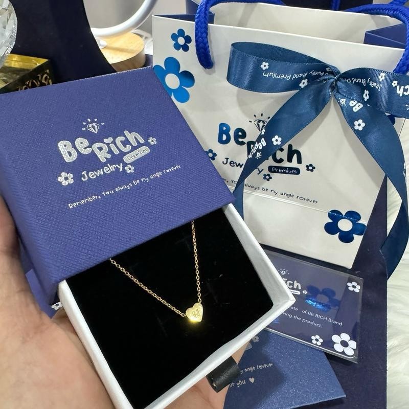 สร้อยลายโซ่สีทอง+อักษรหัวใจมินิมอล แบรนด์be RICH ไม่ลอก ไม่ดำ (ยึดรูปและชื่อตะกร้าที่ตัวเองกดเป็นหลั