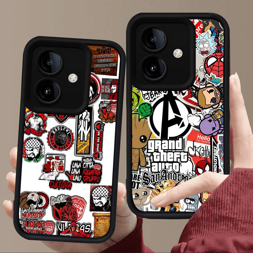 E61 การออกแบบที่มีชื่อเสียงปลอกสําหรับซิลิโคนสีดํา OPPO A3X A5 A3 Pro A79 A5X 5G