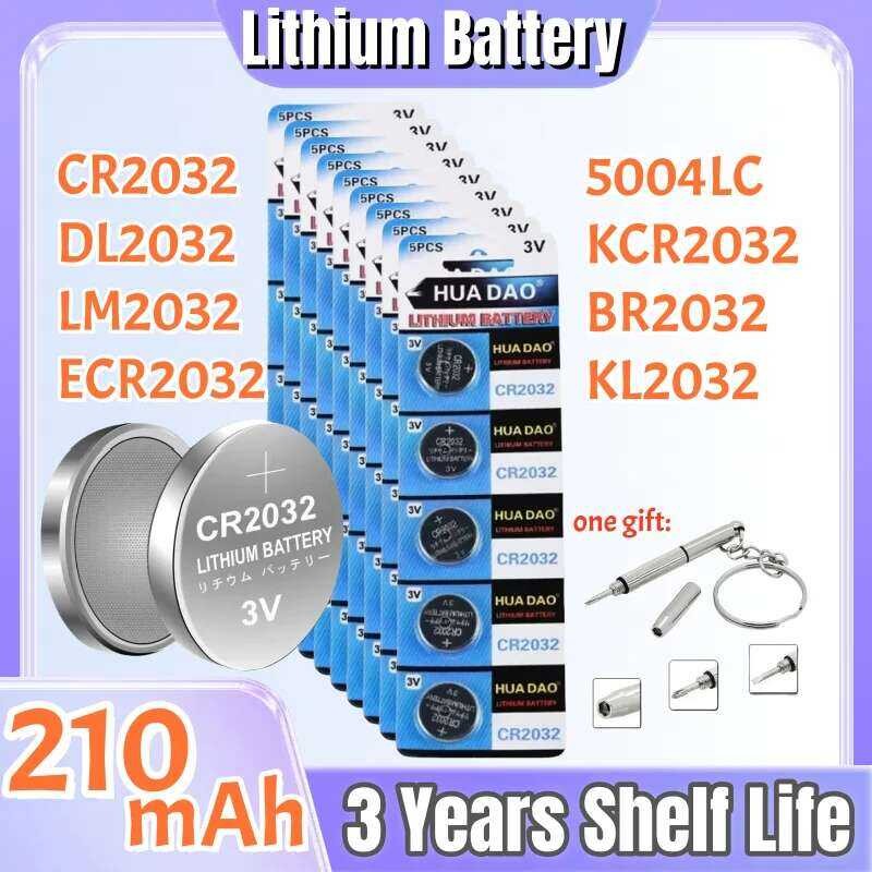 แบตเตอรี่เซลล์เหรียญ CR2032 2-80 ชิ้น CR 2032 DL2032 BR2032 KL2032 ECR2032 3V 210mAh ลิเธียมปุ่ม