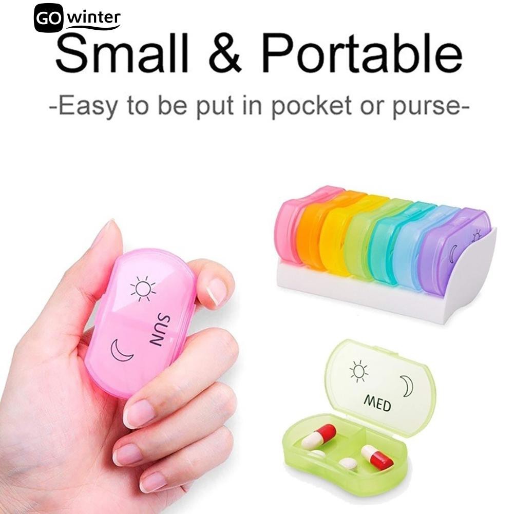 [สินค้าท่องเที่ยว] แบบพกพาย่อยบรรจุกล่องยาที่มีสีสันมินิ7-วันกล่องยาขนาดเล็กยาการจัดเก็บยาย่อยกล่องต้องเลือกช