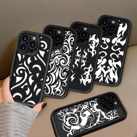 รูปแบบสีดําและสีขาวปลอกสําหรับ Infinix Tecno ITEL Smart POP Spark A80 20 7 GO P65 GT Pro 2023 เปลือก