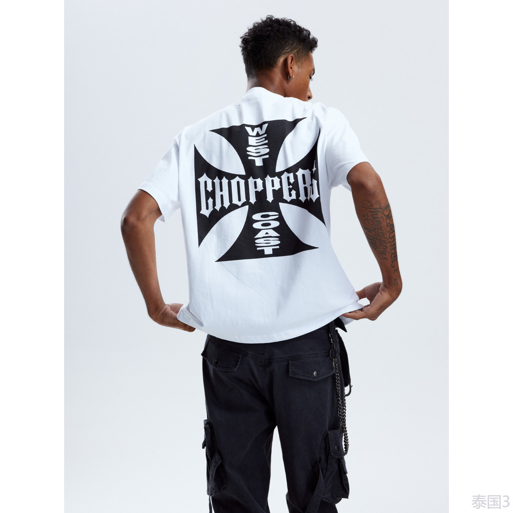 สตรีทมอเตอร์ไซค์ สไตล์อินเทรนด์< WEST COAST CHOPPER} Theme เสื้อยืดแขนสั้นระบายอากาศได้สบายดีไซน์เท