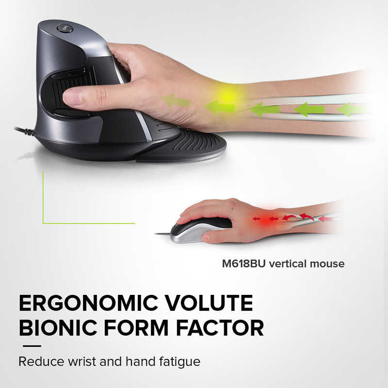 Delux M618xu เมาส์แนวตั้งแบบมีสายตามหลักสรีรศาสตร์สูงสุด