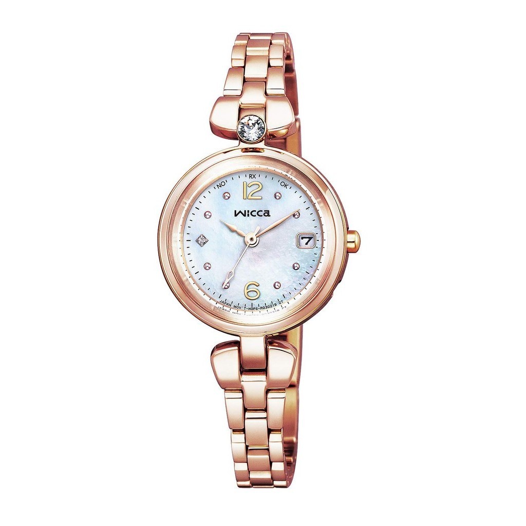 wicca CITIZEN Wicca Solar Tech Radio Watch สีพิงค์โกลด์ / Daily Waterproof / Ladies KS1-660-91 Tiar