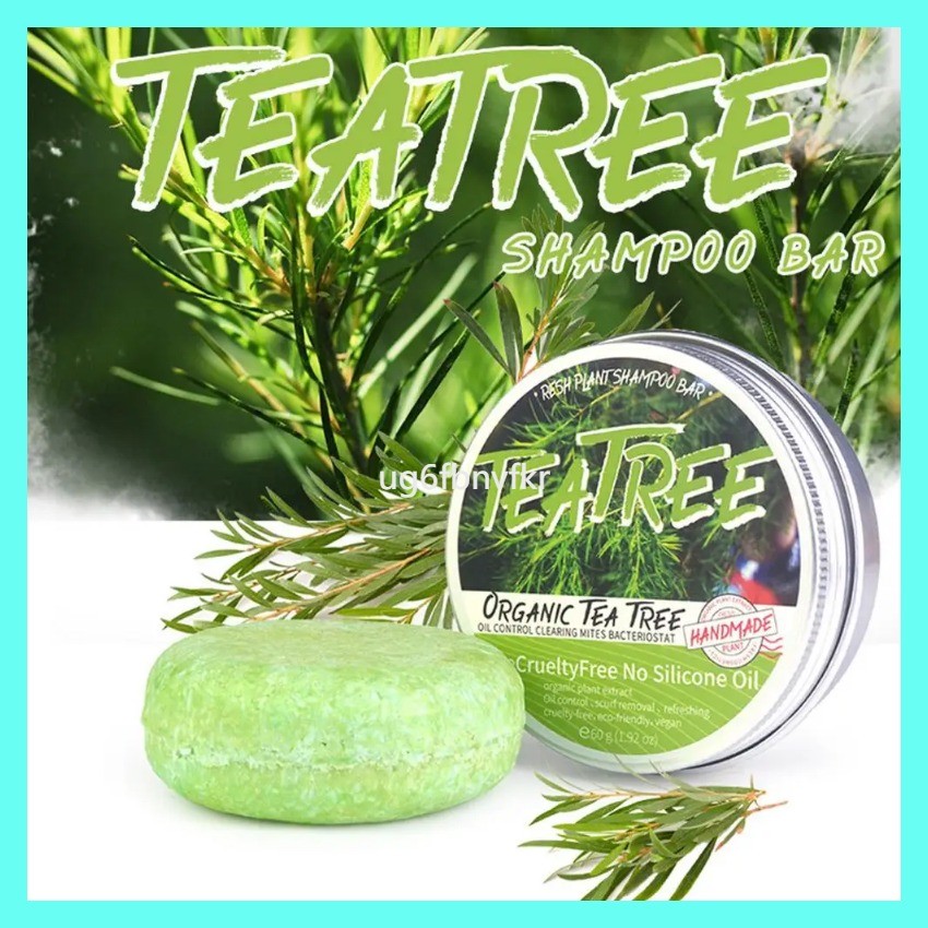 AA 60g Handmade Tea Tree Soap Extract Washing Hair Bar Shampoo Green Solid Plant Hair Soap Natural