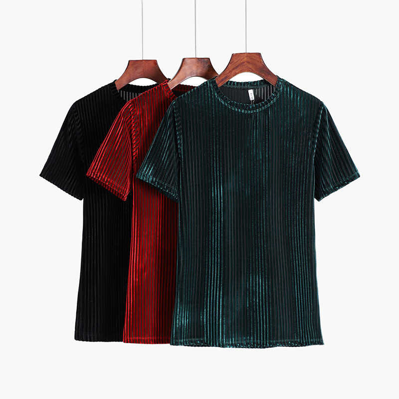 ผู้ชายสบาย Dfc ๆ เสื้อยืดกำมะหยี่คอ สั้นสีทึบถนน