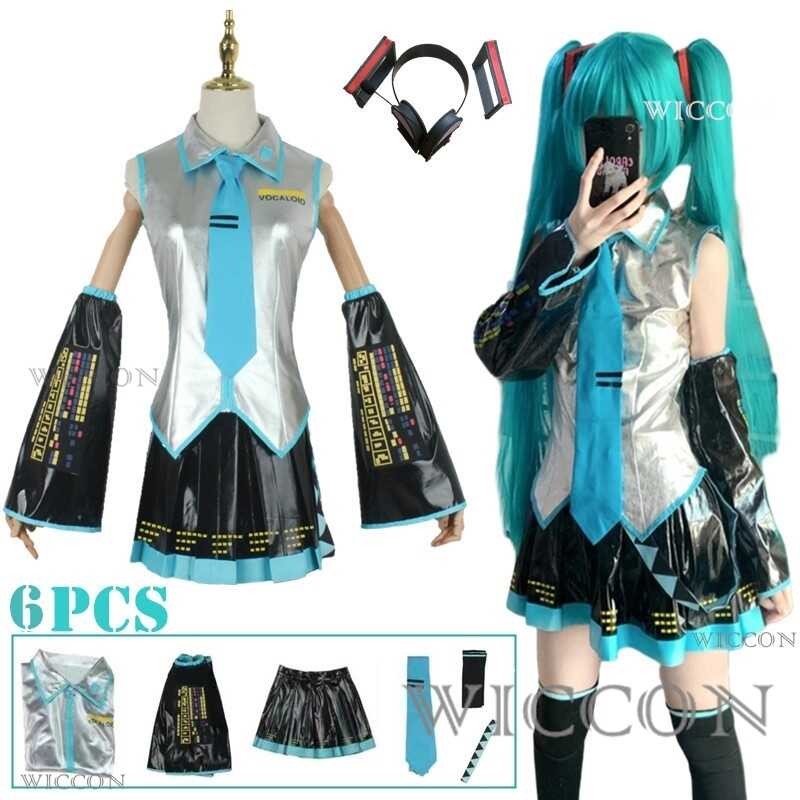 Miku Cosplay a ชุดผ้าหนังสิทธิบัตร Sier Grey เต็มรูปแบบ Miku Cosplay