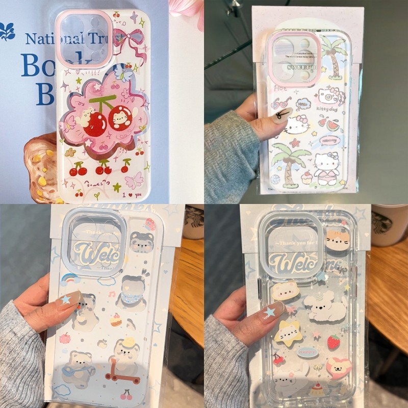 เคสอวกาศโปร่งใสสําหรับ Samsung Galaxy A70 A71 A72 A73 A750 A7 2018/Samsung J4 Plus J7 Primeแฟชั่นน่ารักHollow KTแมวหมีสุนัขเคสTPUนุ่ม