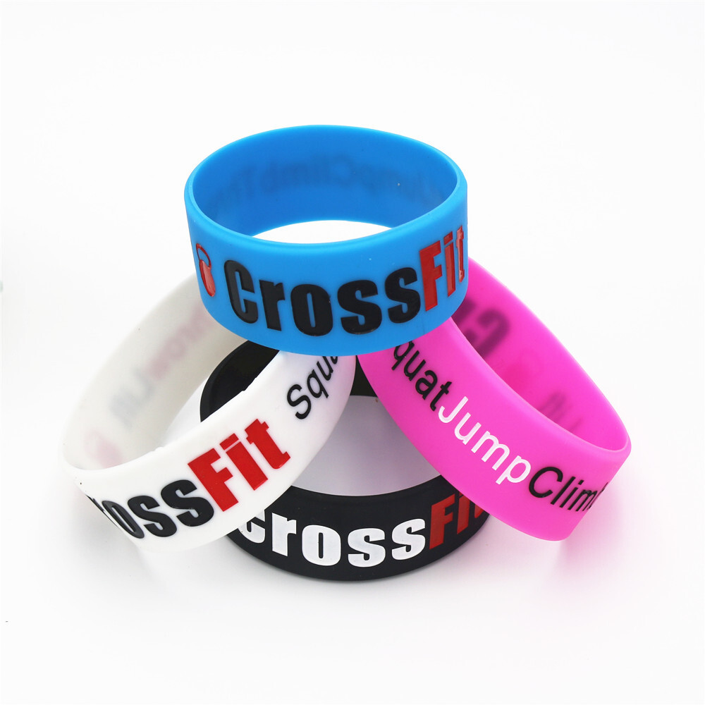 Fashion Jewelry 25PCS CROSS FIT SJ Bracelets & Bangles Sports Black White Silicone Rubber Wristband