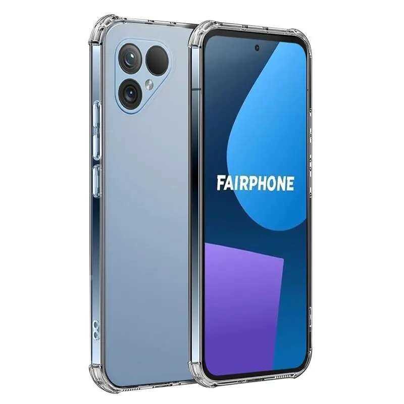 TPU เคสโทรศัพท์ โปร่งใสสำหรับ Fairphone 5 Fairphone5 ปกป้องสี่มุมกันกระแทก
