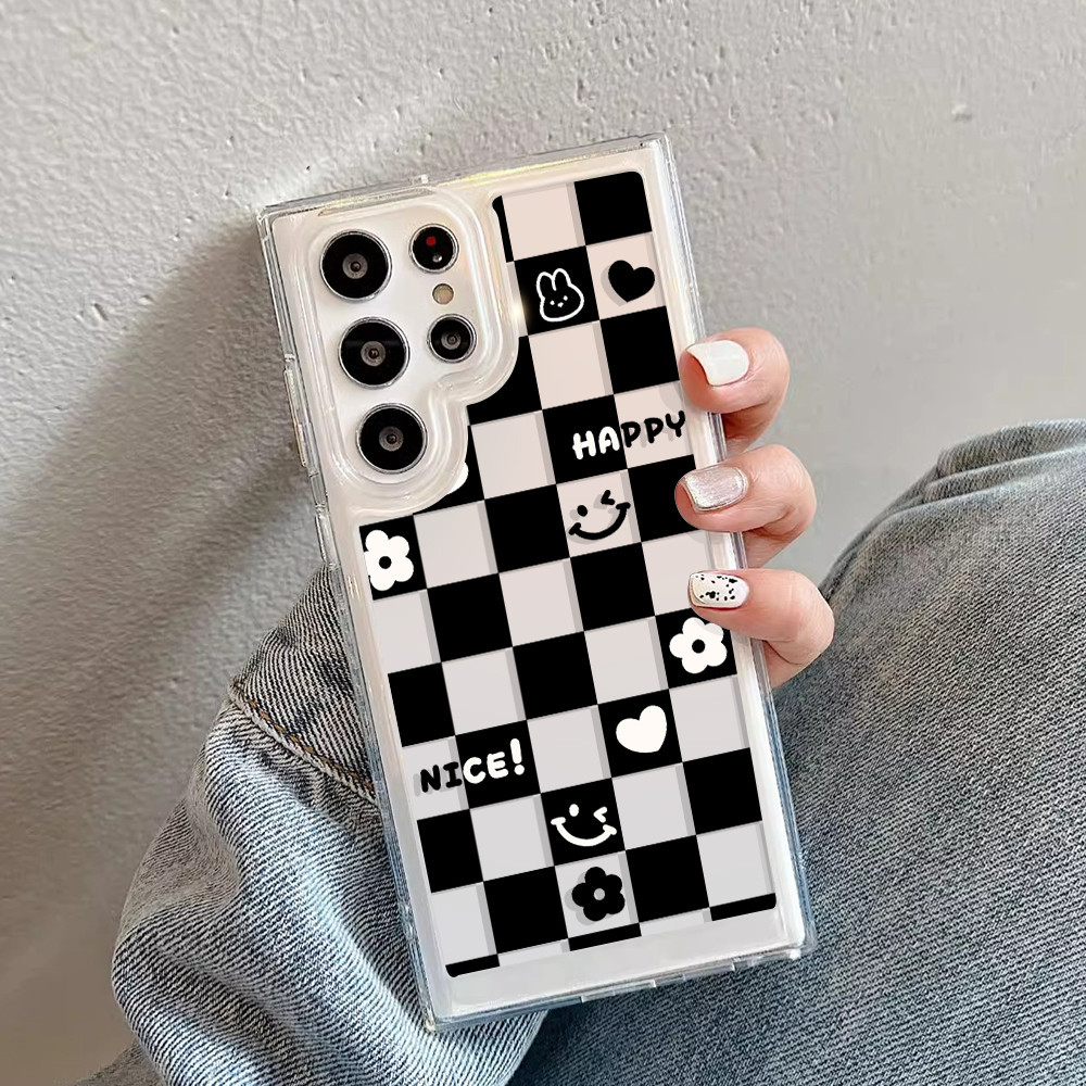 INS ตารางสีขาวพิมพ์เคสโทรศัพท์สําหรับ SAMSUNG S25 Ultra S25 S23 Ultra A53 5G A12 M12 A04 A04e ปกแข็ง