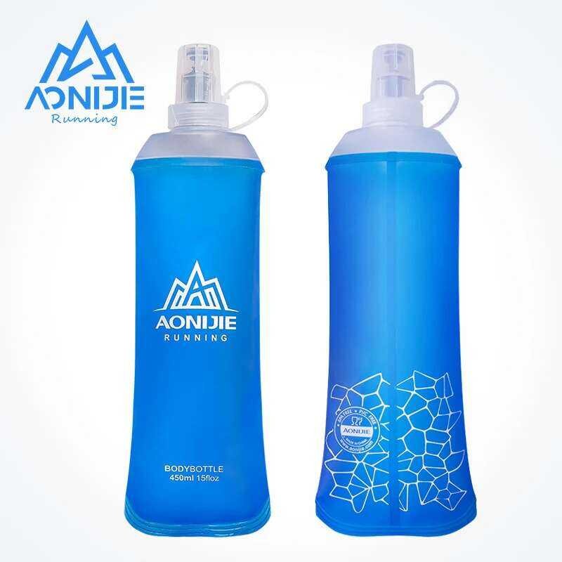 AONIJIE ขวดน้ำพับได้ SD19 R450 ขนาด 450 มล. ขวดน้ำ TPU ปลอดสาร BPA สำหรับวิ่ง ชุดไฮเดรชั่น กระเป๋าคา