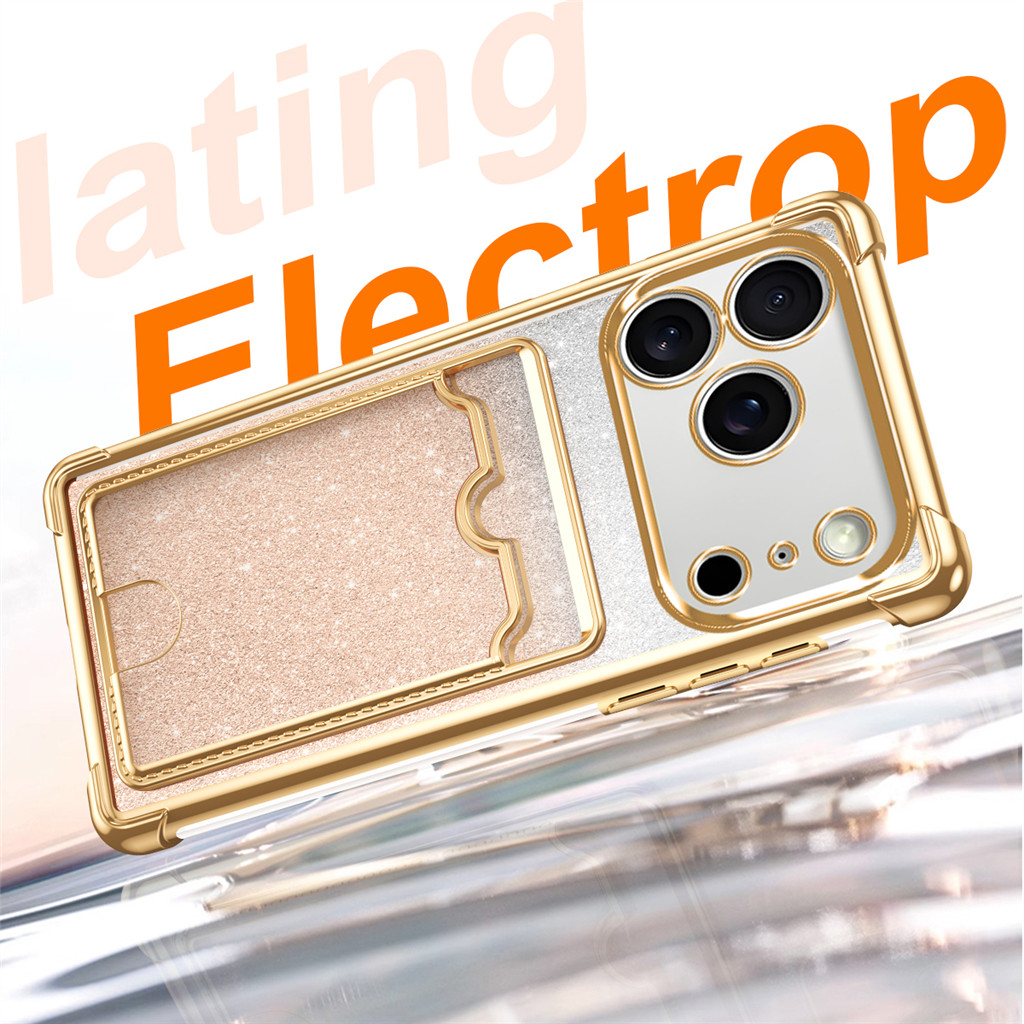 เคสสําหรับ iPhone 17ProMax 17 17Pro 17Air ⭐WithLens Card Wallet Electroplate Phone Cover⭐ เคสกันกระแ