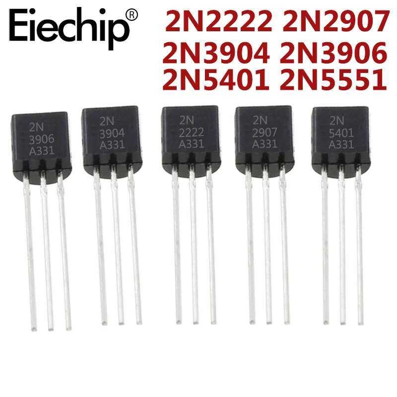 ชิ้น 50 2N2222 2N2907 2N3904 2N3906 2N5401 2N5551 ทรานซิสเตอร์ TO-92 NPN ใหม่และของแท้