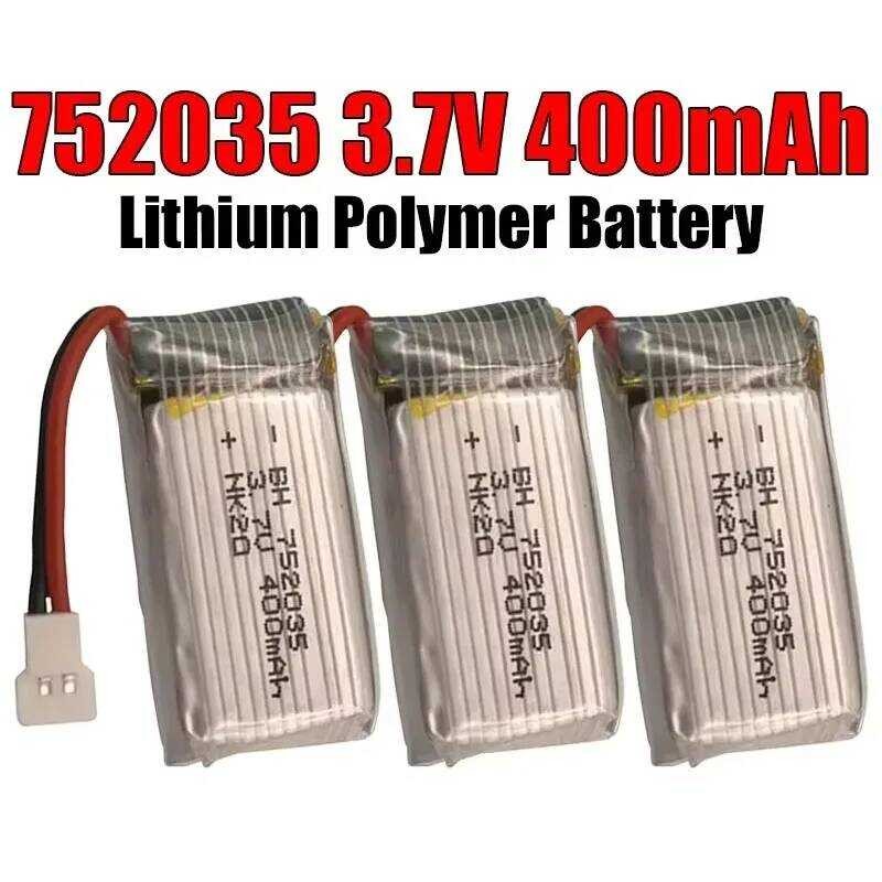 400mAh ใหม่752035 แบตเตอรี่ลิโพ 3.7V ชาร์จได้สำหรับ Hubsan X4 H107 H107L H107D JD385 JD388 โดรน RC