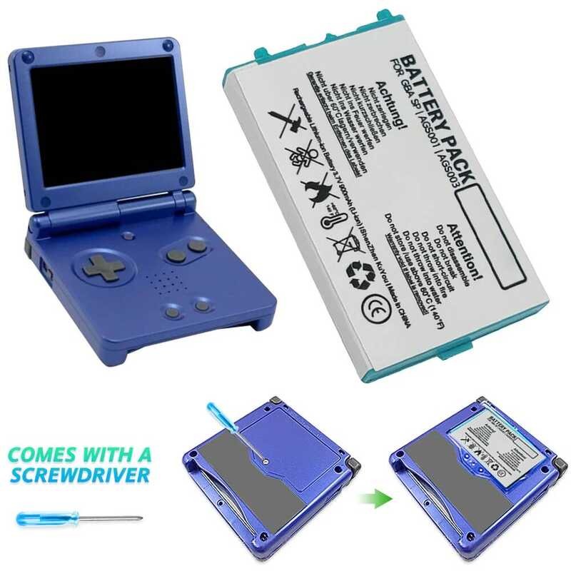แบตเตอรี่ลิเธียมไอออนแบบชาร์จได้ 500/800/900/950mAh สำหรับเครื่องเล่นเกม Nintendo GBA