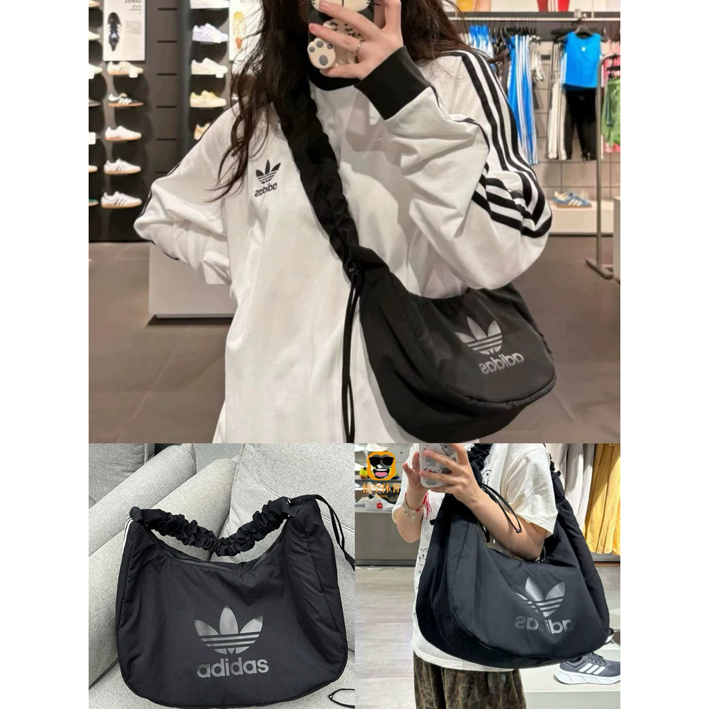 Adidas 2024 Cloud Bag Womens Bag Clover Adidas Armpit Bag Casual Shoulder Bag กระเป๋าสะพายข้างมือถือ