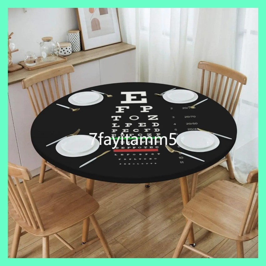 AA Round Waterproof Snellen Eye Chart Table Cover Fitted Optometrist Optician Table Cloth Backing E