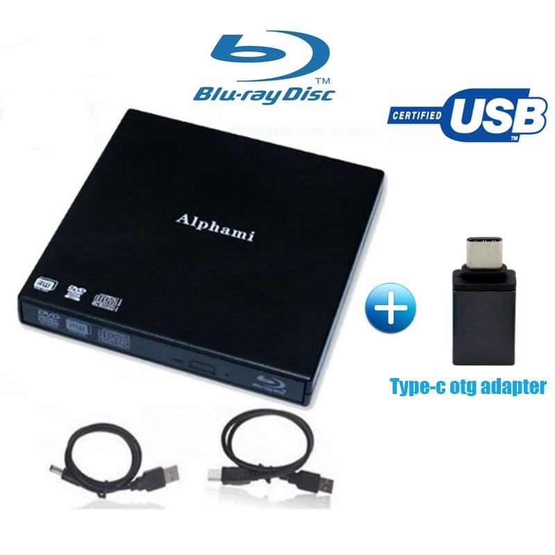 TIMIYA Usb ภายนอก 1080P HD Blu-ray drive Player Burner,BD-RW BD DVD CD Player RW Burner Writer ไดรฟ