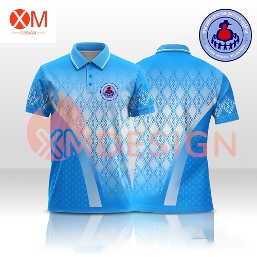 สินค้าใหม่ เสื้อโปโลผ้ากีฬา ลายขอ4 สีฟ้า