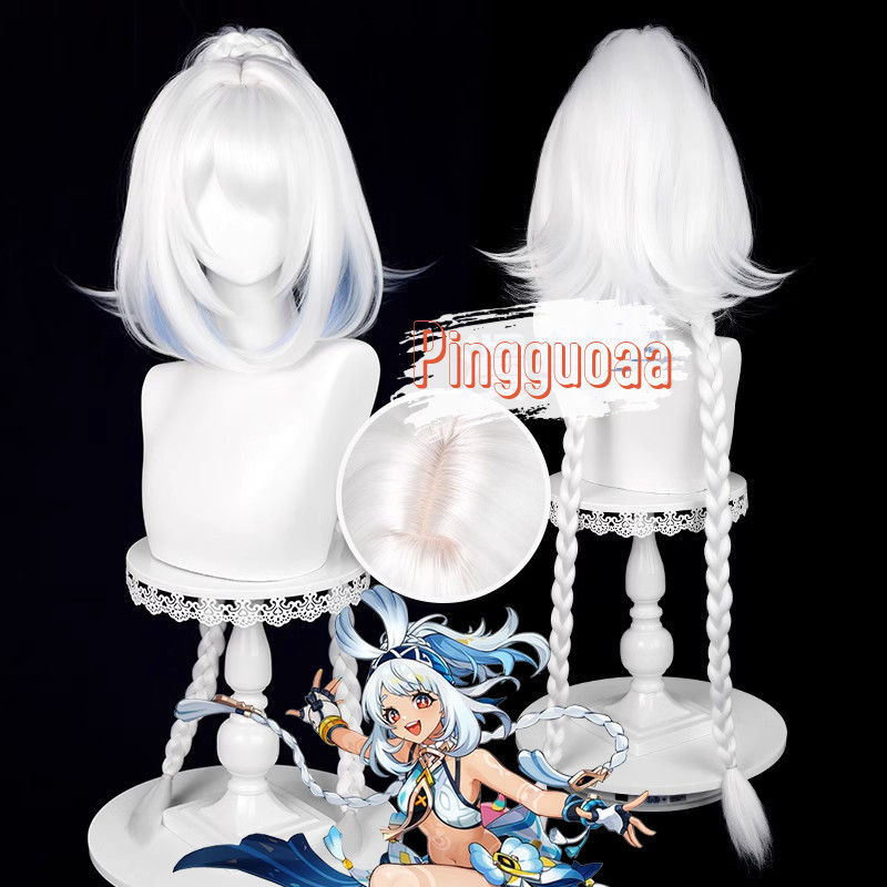 【Manmei】Genshin Impact Mualani Cosplay Wig 110cm Long Braids Heat Resistant Synthetic Hair