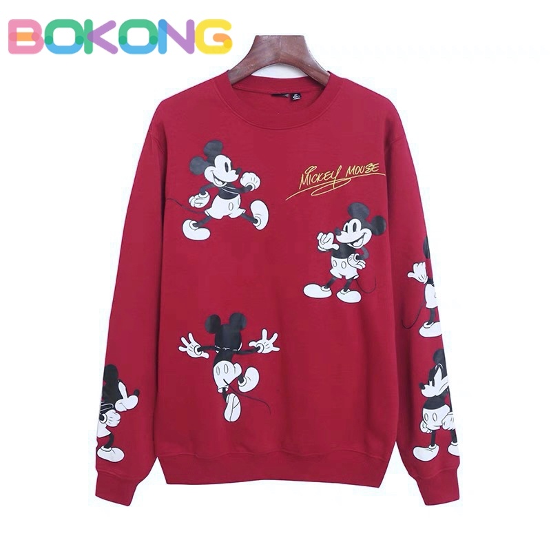 เสื้อฮู้ดมิกกี้ขนาดบวกฤดูใบไม้ร่วงและฤดูหนาวใหม่ไม่มีหมวกใส่ได้ทั้งชายและหญิง