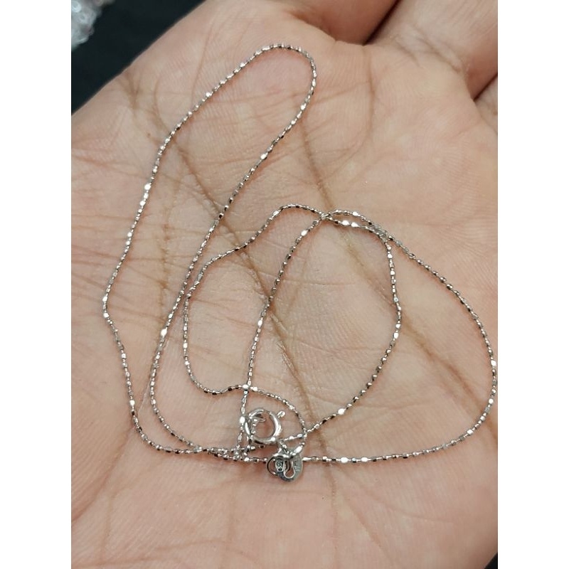 9Kสร้อยคอทองคำขาวลายไข่ปลาทองแท้อิตาลี