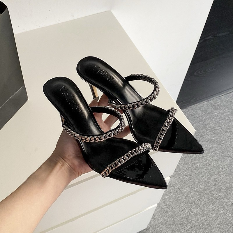 Winters SHOSE pointed Heel Shoes (หัวแหลมสายโซ่ 9 ซม.) น่ารักและร้อนแรง