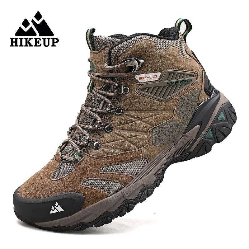HIKEUP รองเท้าบู๊ตเดินป่าผู้ชาย หนังกลับกันน้ำ