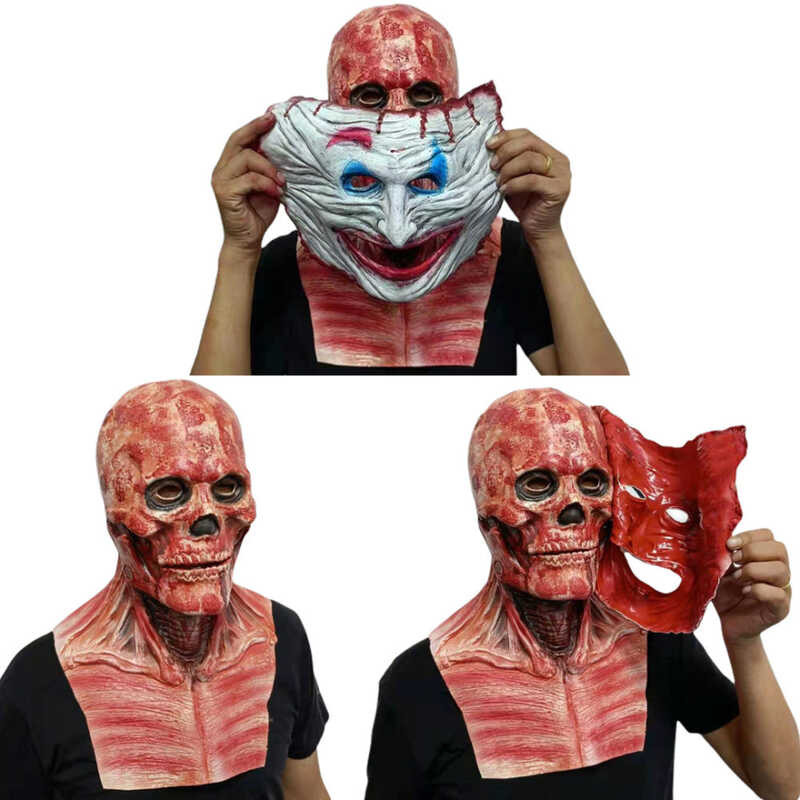 Horror Halloween Adult Smile Demon Horror Ghost Creepy Evil Halloween Demon Mask Costume Party Dual