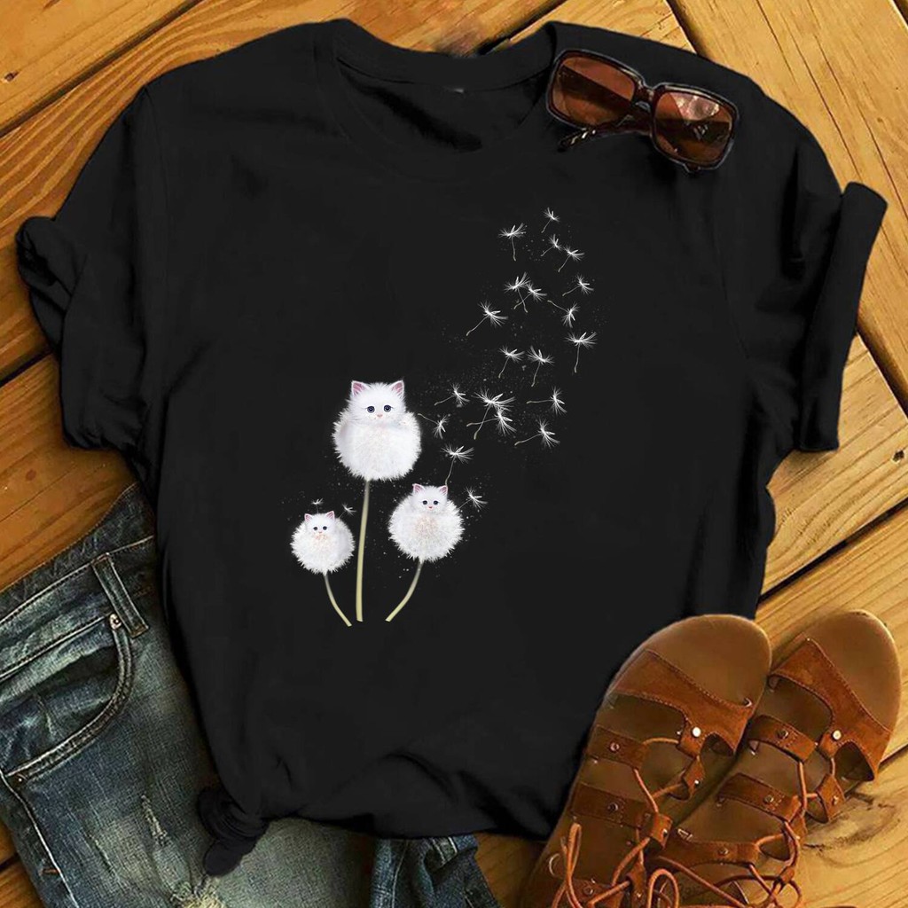 Cat Dandelion Flower T Shirt Cat Lover - Cat Lover Funny Cat Shirt Summer Shirt Cool Cat Cat Shirt