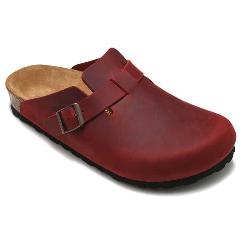 ❤ German Birkenstock Bosto Toe Shoes For Men And Women Boken Cowhide Cork Slippers