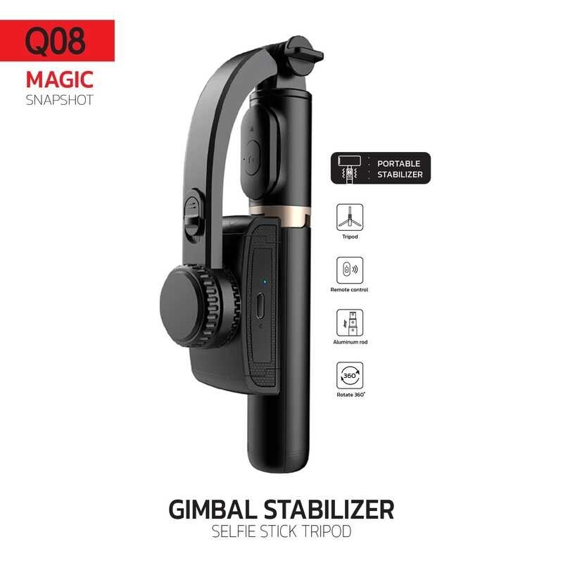 2026 Gimbal Stabilizer รุ่น Q08 กิมบอล+ไม้เซลฟี่ ของแท้ 100% รับประกัน