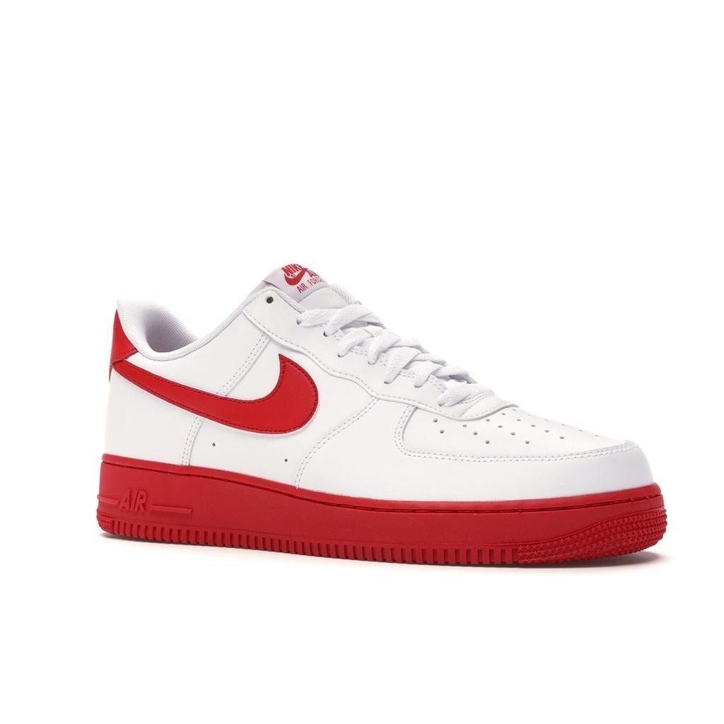 Nike Air Force 1 รองเท้าผ้าใบสีขาวสีแดงสําหรับผู้ชายและผู้หญิง